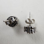 Gemstone Cluster Sterling Silver 925 Stud Earrings Vintage