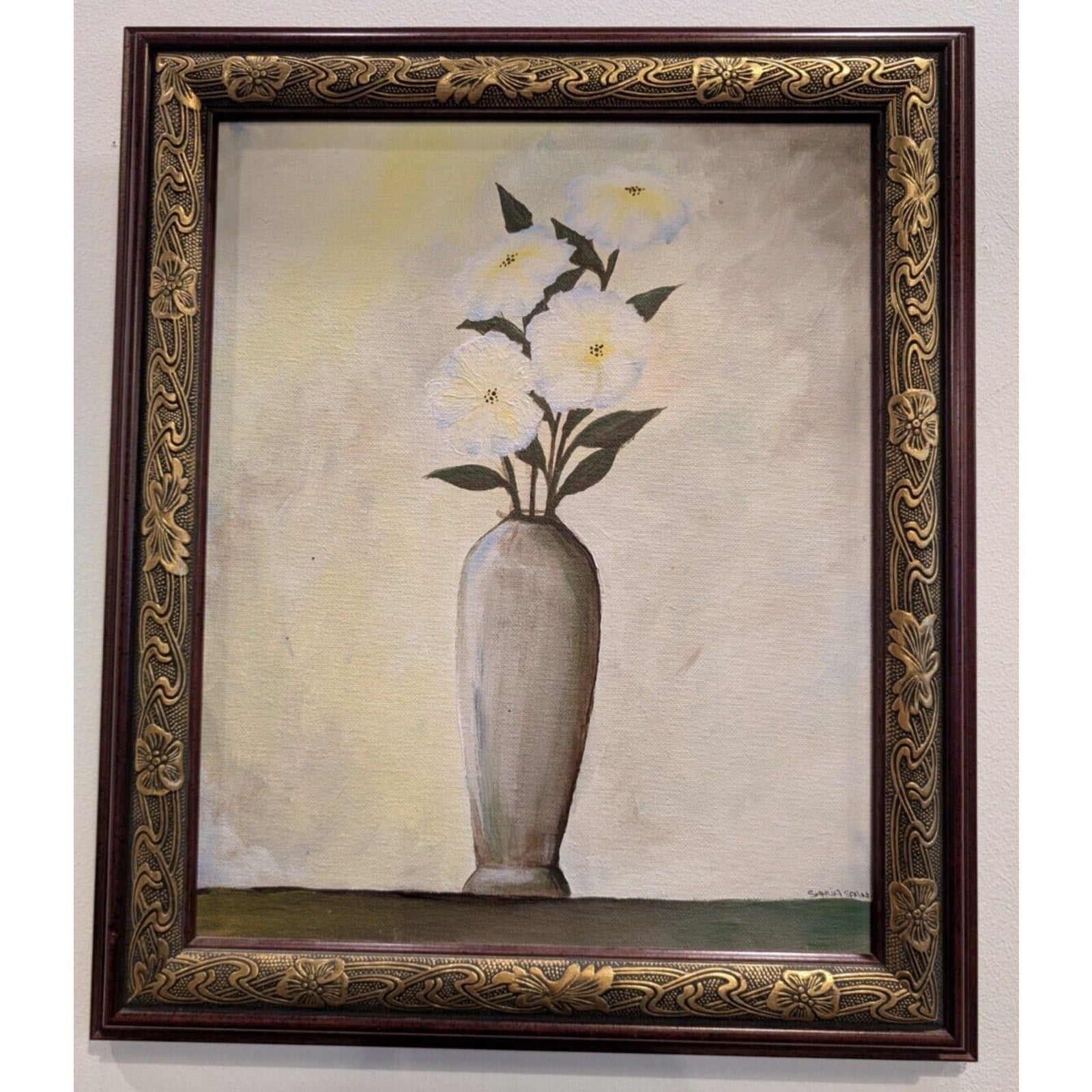 Beutifully Framed FLORAL VASE Acrylic Painting by Sahlia Spaan - Oregon Artist