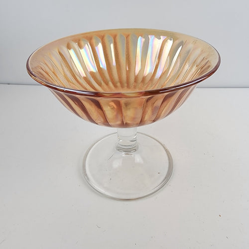 4" Marigold Carnival Glass Stemmed Ice Cream Sherbet Dessert Dish Set of 4