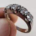 Sterling Silver 925 Four Stone Heart Ring Size 6 Vintage