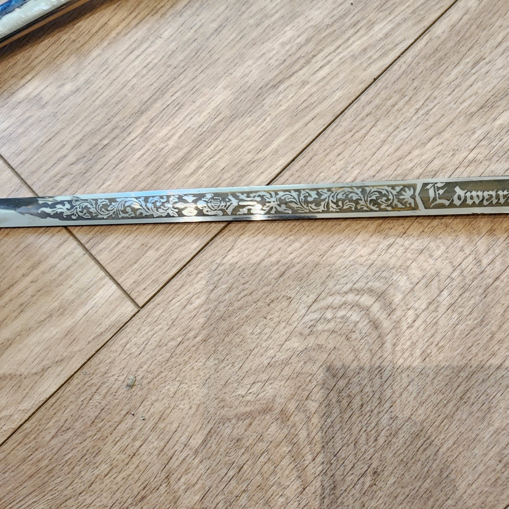 37" Freemason Vintage Sword & Sheath Engraved Henderson Ames Co.
