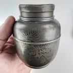 Satsuma Japanese Tin Pewter Tea Caddy Jar Signed Antique Suzuhan