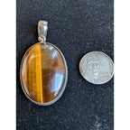 Oval TIGERS EYE Sterling Silver 925 Large Pendant