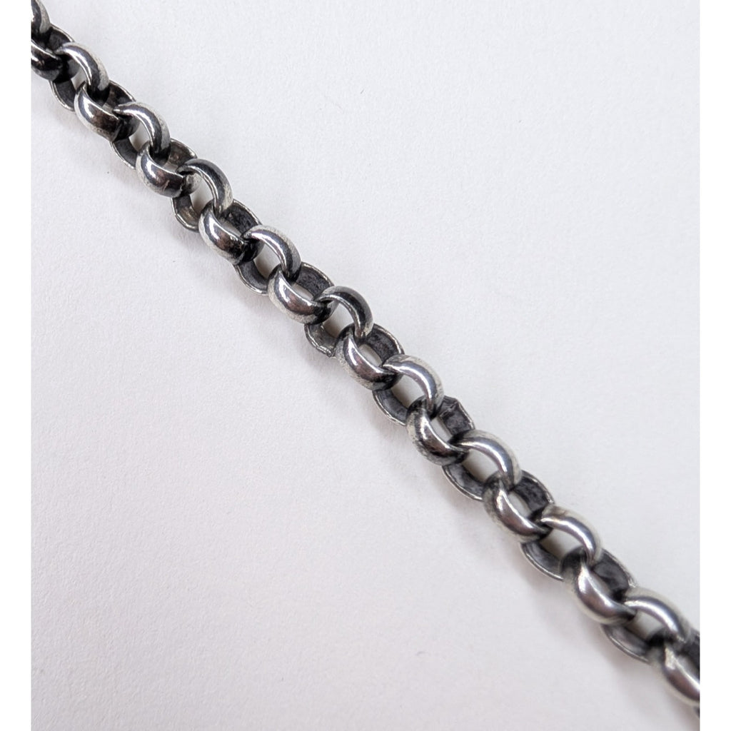 Rolo Link Sterling Silver 925 Bracelet 7 1/2" Length Vintage Toggle Clasp