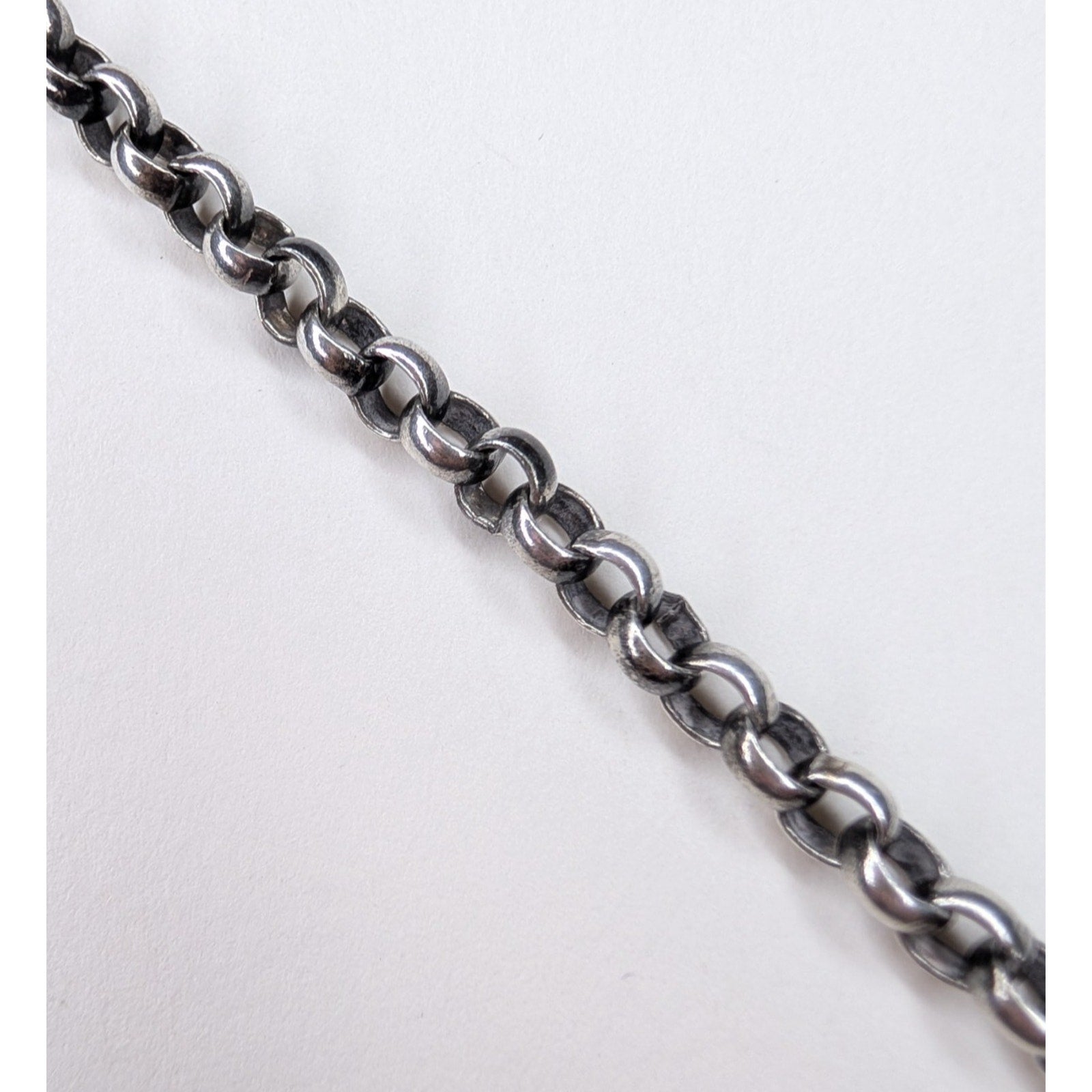 Rolo Link Sterling Silver 925 Bracelet 7 1/2" Length Vintage Toggle Clasp