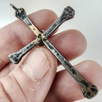 Native Horseshoe Nail Turquoise Cross Sterling Silver 925 & Steel Pendant