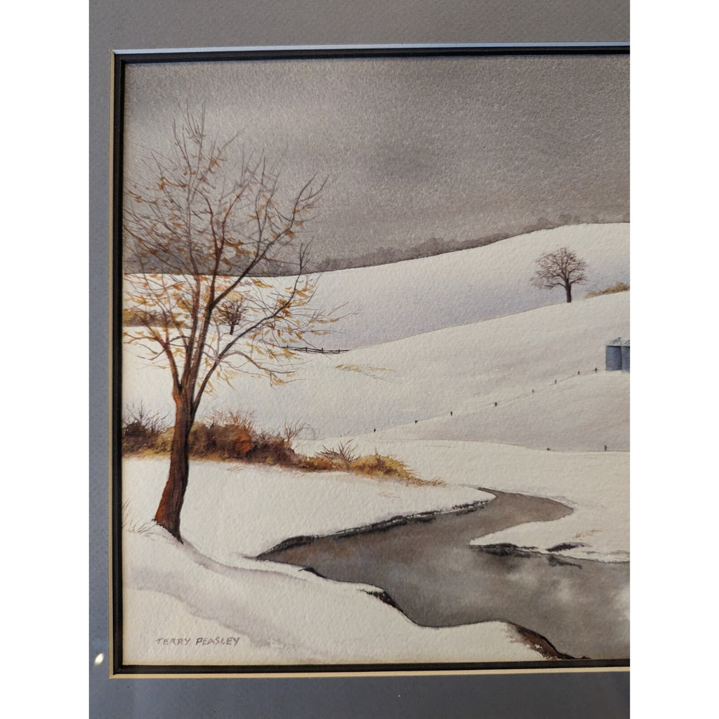 Watercolor Barn by Terry Peasley - Barn in Snow - MCM Winter Scene