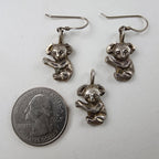 Koala Bear Earring & Pendant Set Diamond Cut Sterling Silver 925 Vintage