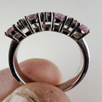 Pink & Clear Pave Cocktail Ring Size 7 in Sterling Silver 925 Vintage