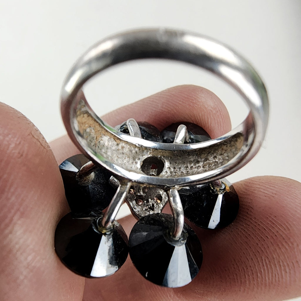 Vintage Soviet Cluster Cocktail Ring Size 7 Sterling Silver 925 Vintage