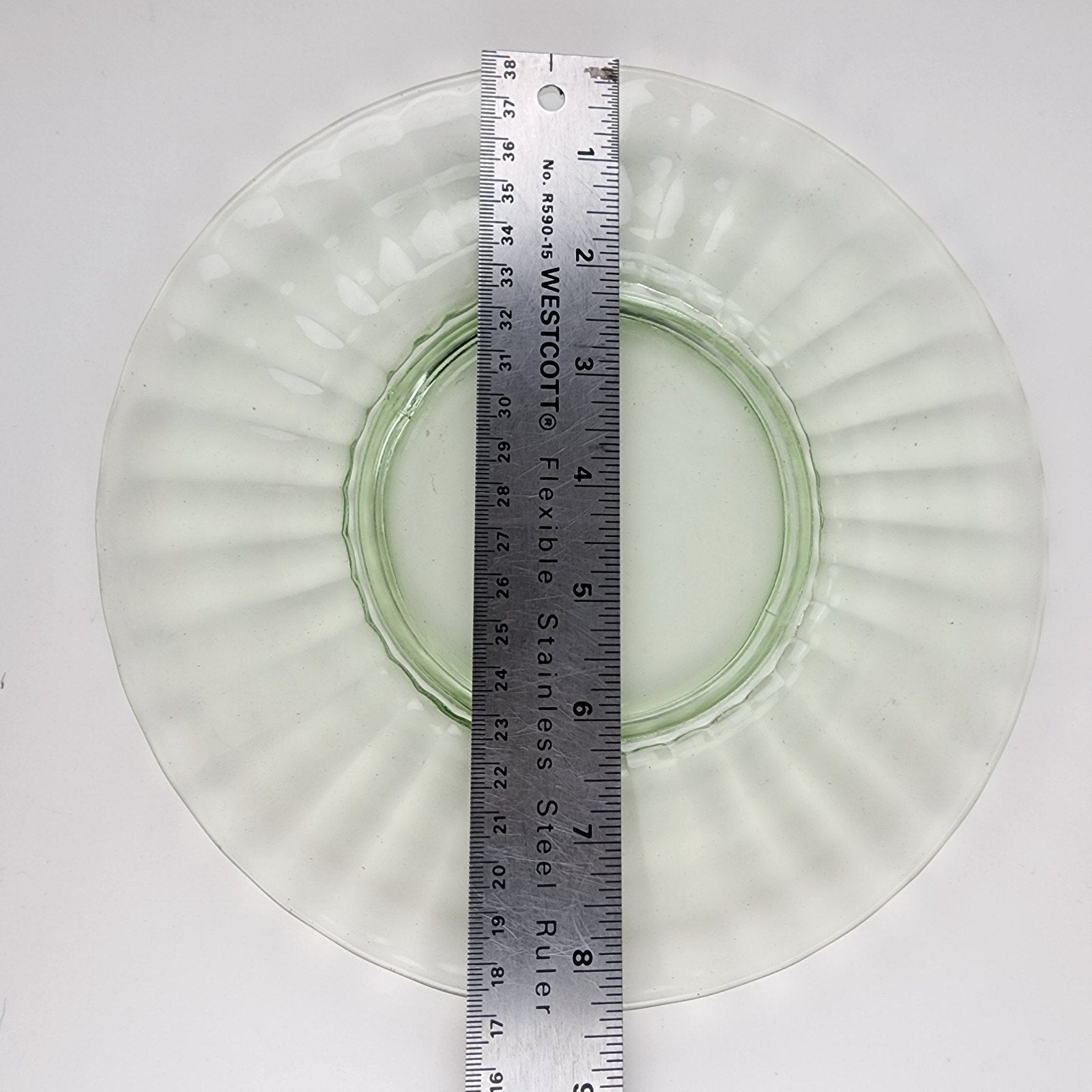 8" UV Glow Uranium Glass Plate with Gold Lip Vintage