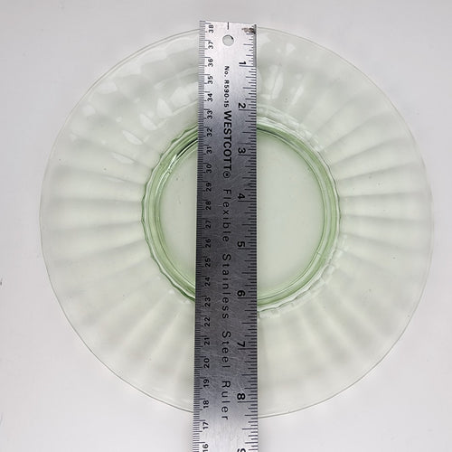 8" UV Glow Uranium Glass Plate with Gold Lip Vintage