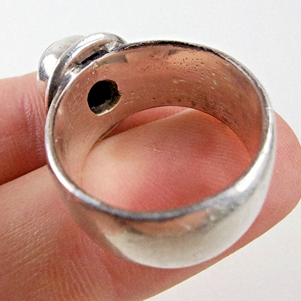 Tigers Eye Cabochon Ring Size 8 1/2 Sterling Silver 925 Vintage Southwestern