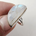 Vintage Rainbow Moonstone Half Moon Ring Size 6 1/2 in Sterling Silver 925