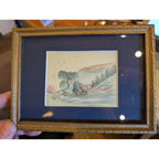 Framed CHINESE Miniature Watercolor & Ink Painting of Village Scene