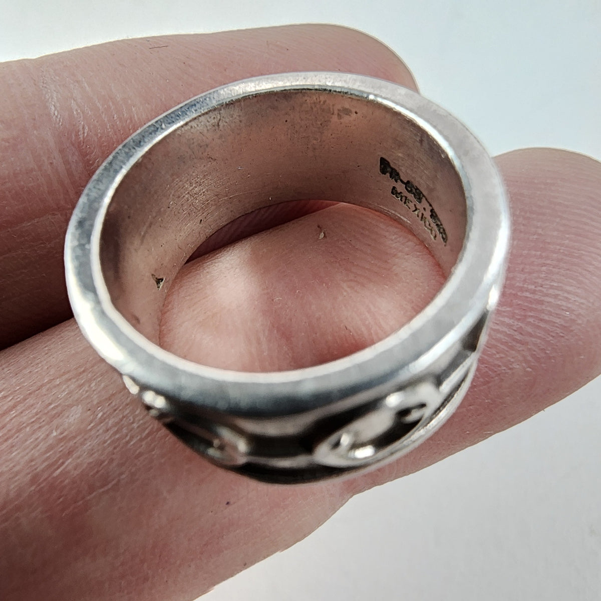 Vintage Mexico Chain Link Band Ring Size 6 1/2 in Sterling Silver 925