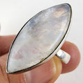 Rainbow Moonstone Marquise Cabochon Ring Size 8 Adjustable Sterling Silver 925