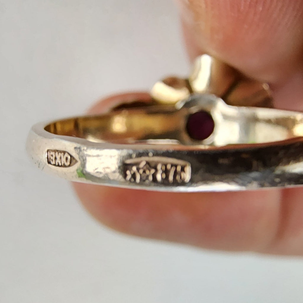 Blue to Purple Sapphire Russian Ring Size 9 Sterling Silver 875 Gold Finish