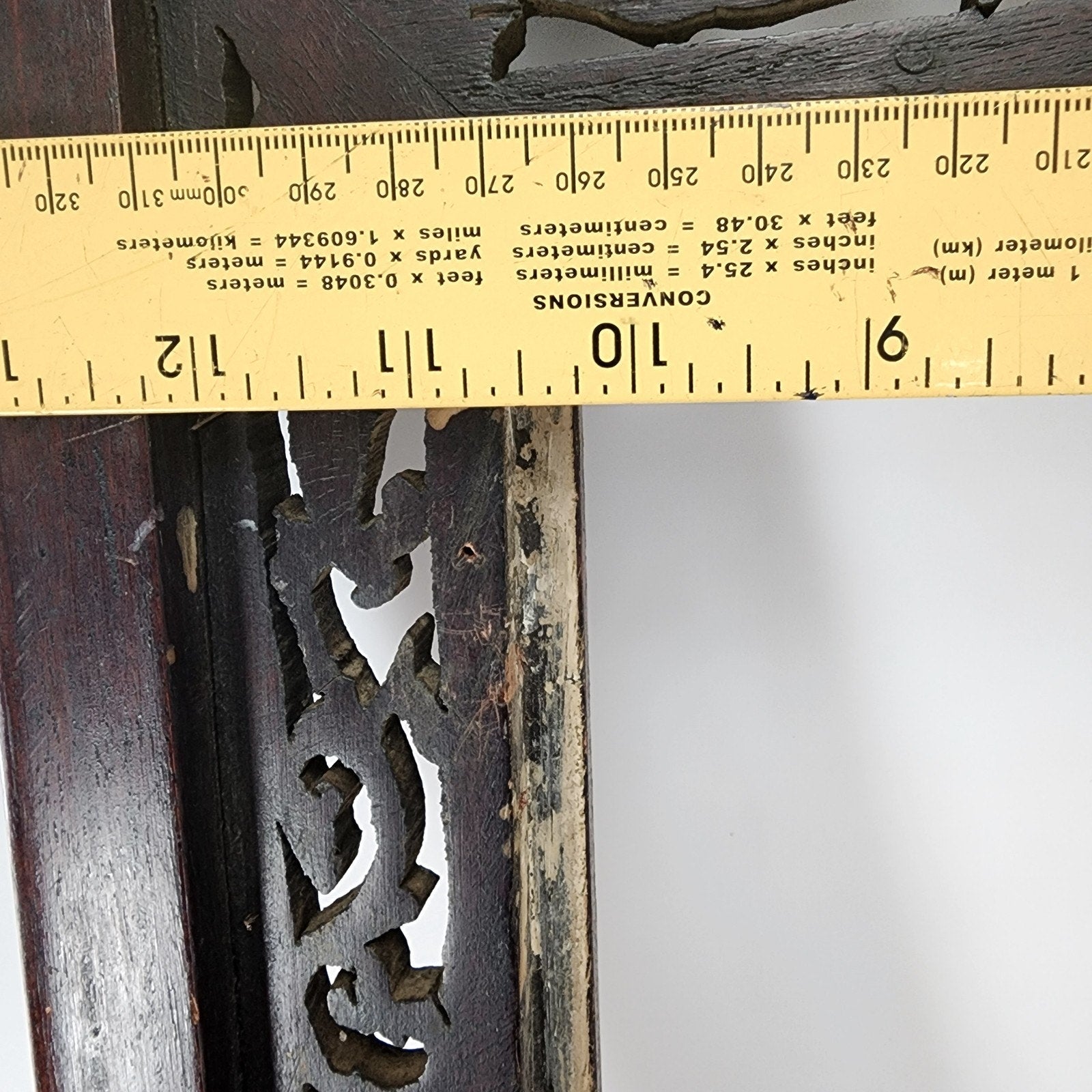 19th C Qing Chinese Painting Frame Hongmu Red Hardwood Openwork Screen Panel