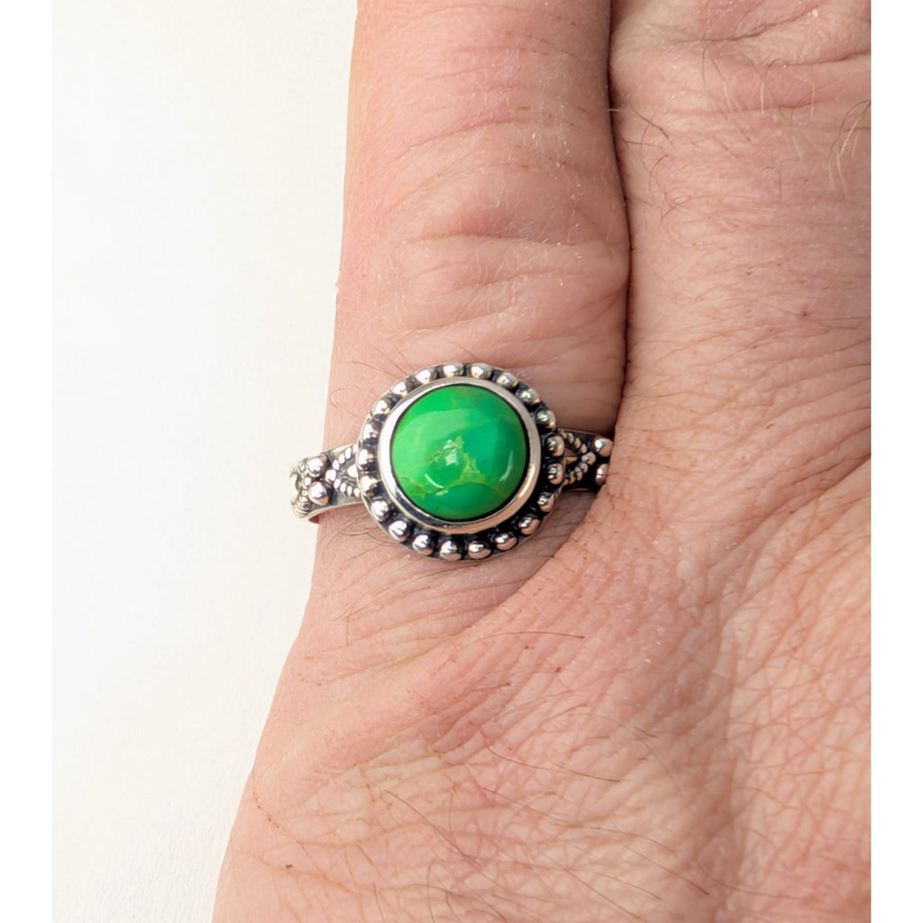 Southwestern Green Mohave Turquoise Sterling Silver 925 Ring Size 10