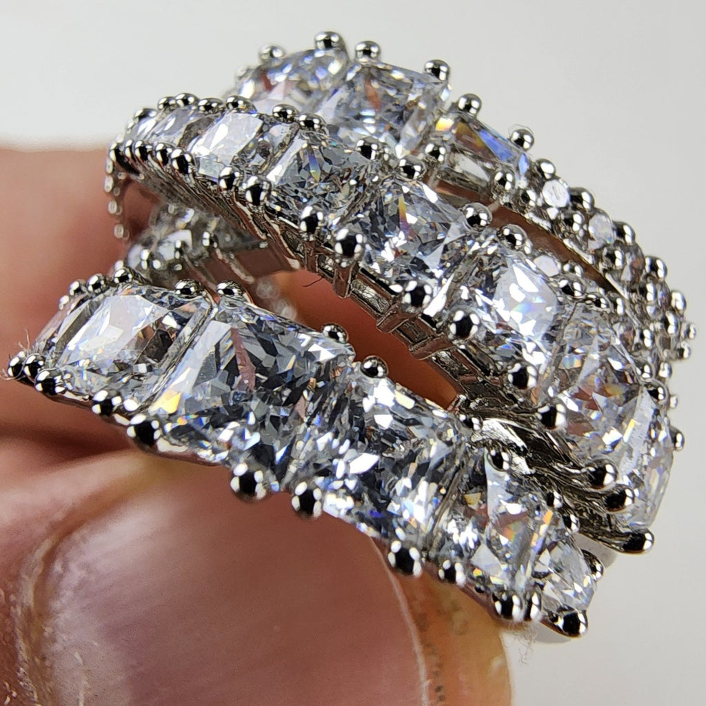 Swarovski Crystal Crossover Band Ring Size 5 1/2 Sterling Silver 925 New