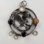 Vintage Eagle Tigers Eye Cabochon Sterling Silver 925 Pendant
