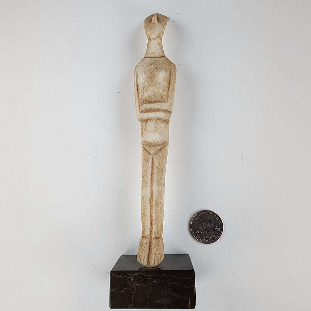 Cycladic Mother Museum Reproduction 8" Figure Sculpture Marble Base Vintage