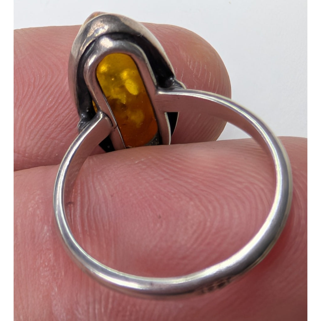Baltic Amber Sterling Silver 925 Ring Size 5 3/4 Vintage