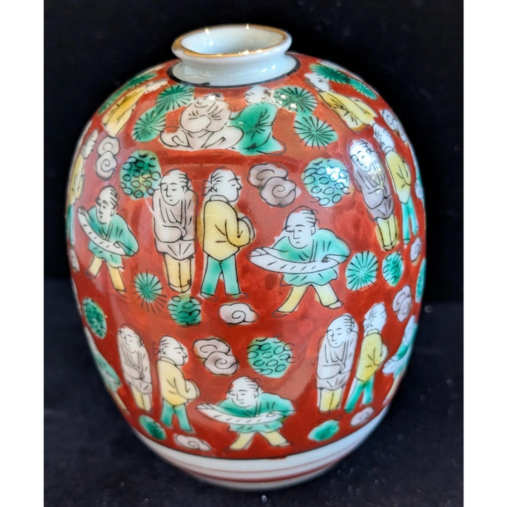 Japanese Mokubei Kutani Style Porcelain Bud Vase Gilt