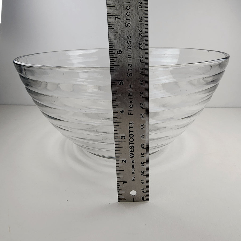 11" Anchor Hocking Glass Salad Bowl with Stepped Pattern
