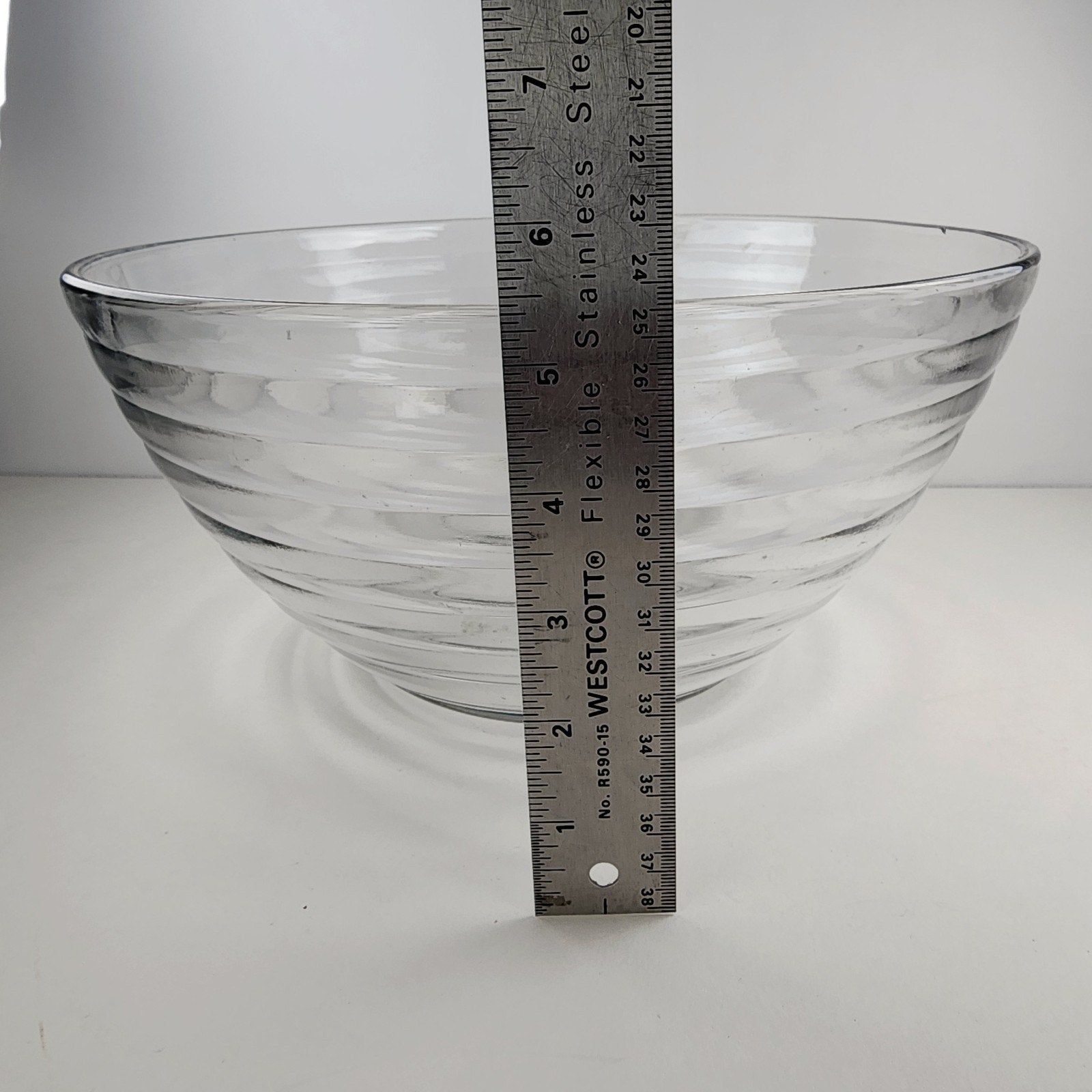 11" Anchor Hocking Glass Salad Bowl with Stepped Pattern