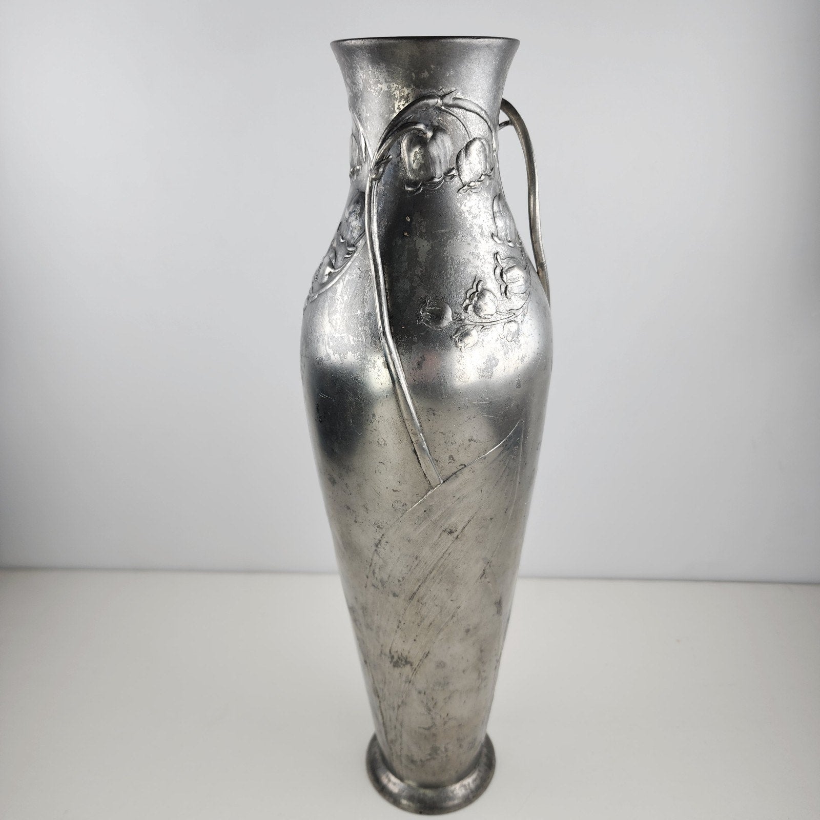 Art Nouveau Lily of the Valley Kayserzinn Floral Pewter Vase 4312 Antique