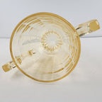 Anchor Hocking Block Optic Vaseline UV Glass Double Handled Cup Bowl Depression