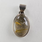 Oval Golden Rutilated Quartz Sterling Silver 925 Pendant Vintage