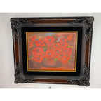 Roses Still Life Signed Tina 1979 Acrylic on Canvas Framed