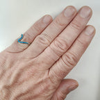 Modernist Opal Inlay Wave Ring Size 6 3/4 in Sterling Silver 925