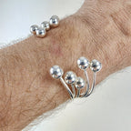 Modernist Multi Strand Ball Sterling Silver 925 Bracelet Vintage Bead