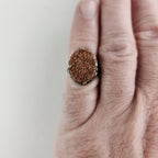 Anitque Victorian Druzy Filigree Ring Size 6 3/4 in Sterling Silver 925