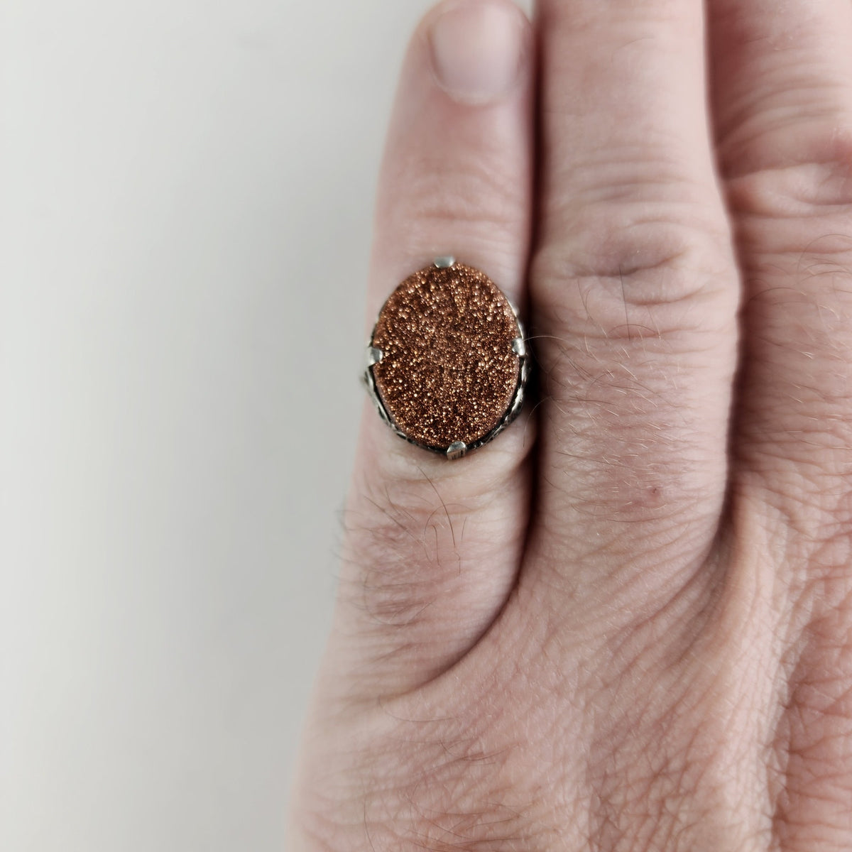 Anitque Victorian Druzy Filigree Ring Size 6 3/4 in Sterling Silver 925