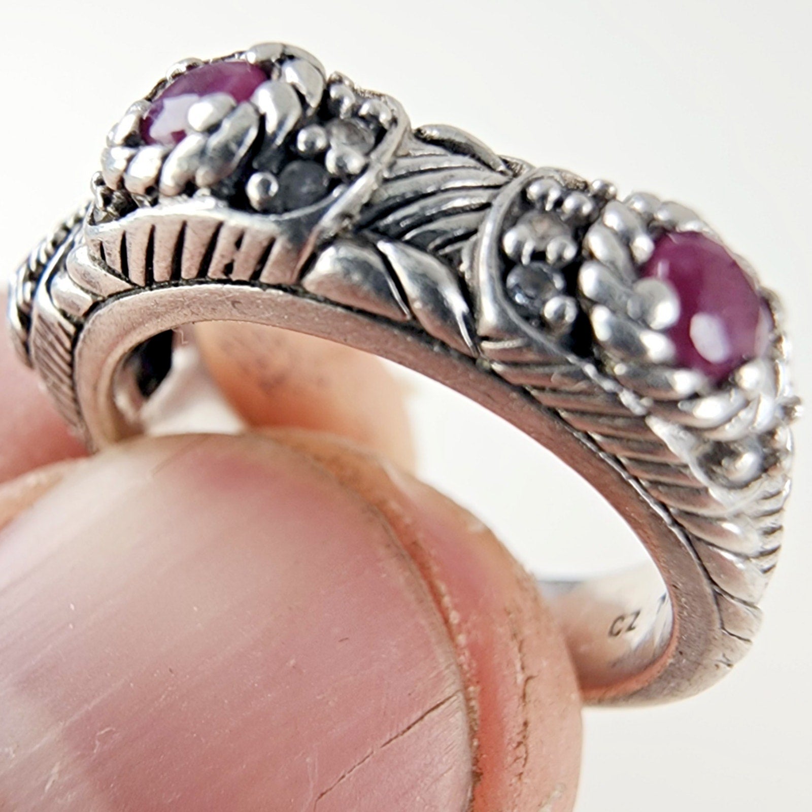 Judith Ripka Designer Ruby Ring Size 6 1/4 Sterling Silver 925 Vintage