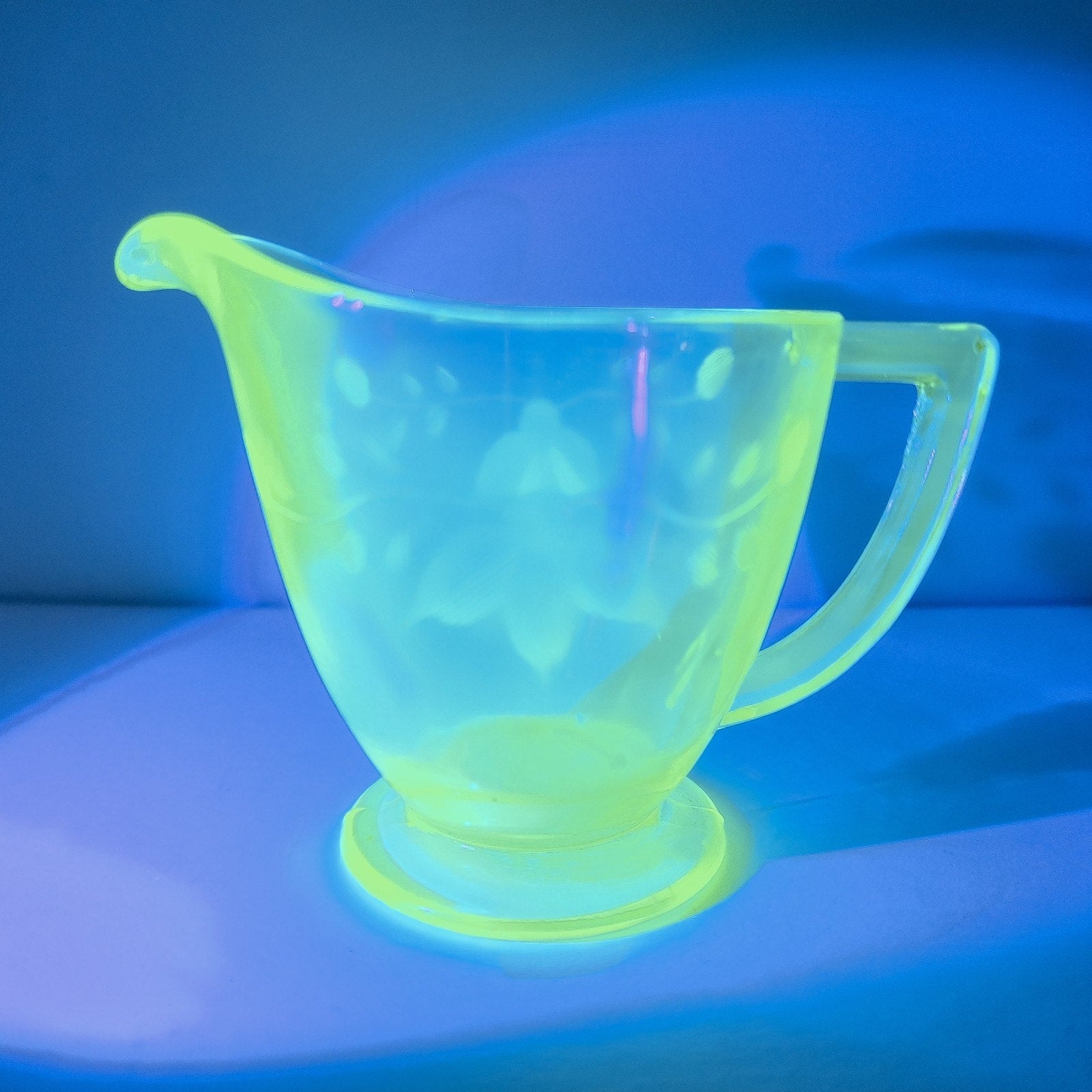 UV Uranium Glow Creamer by Greenburg Vintage Depression Glass