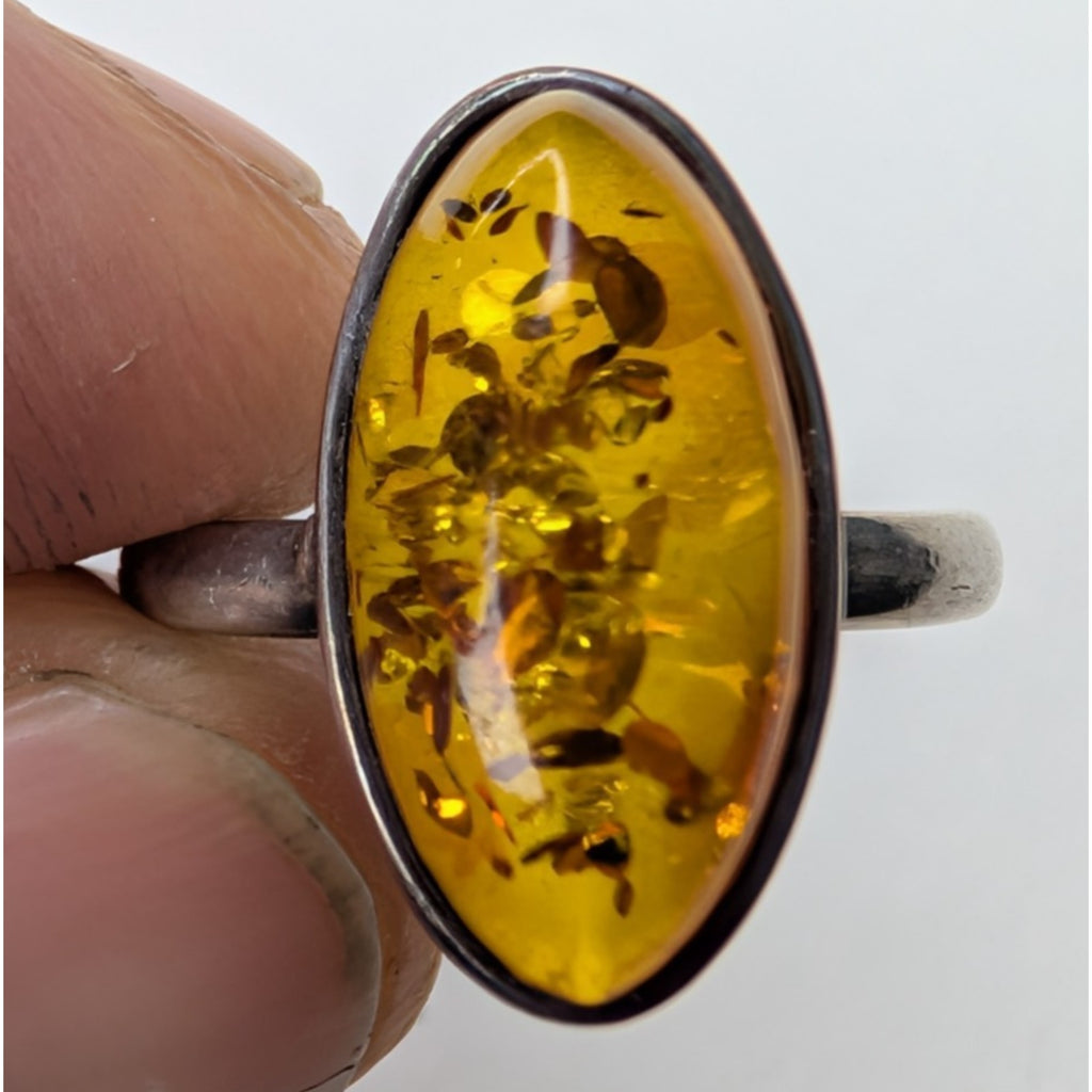Baltic Amber Sterling Silver 925 Ring Size 5 3/4 Vintage
