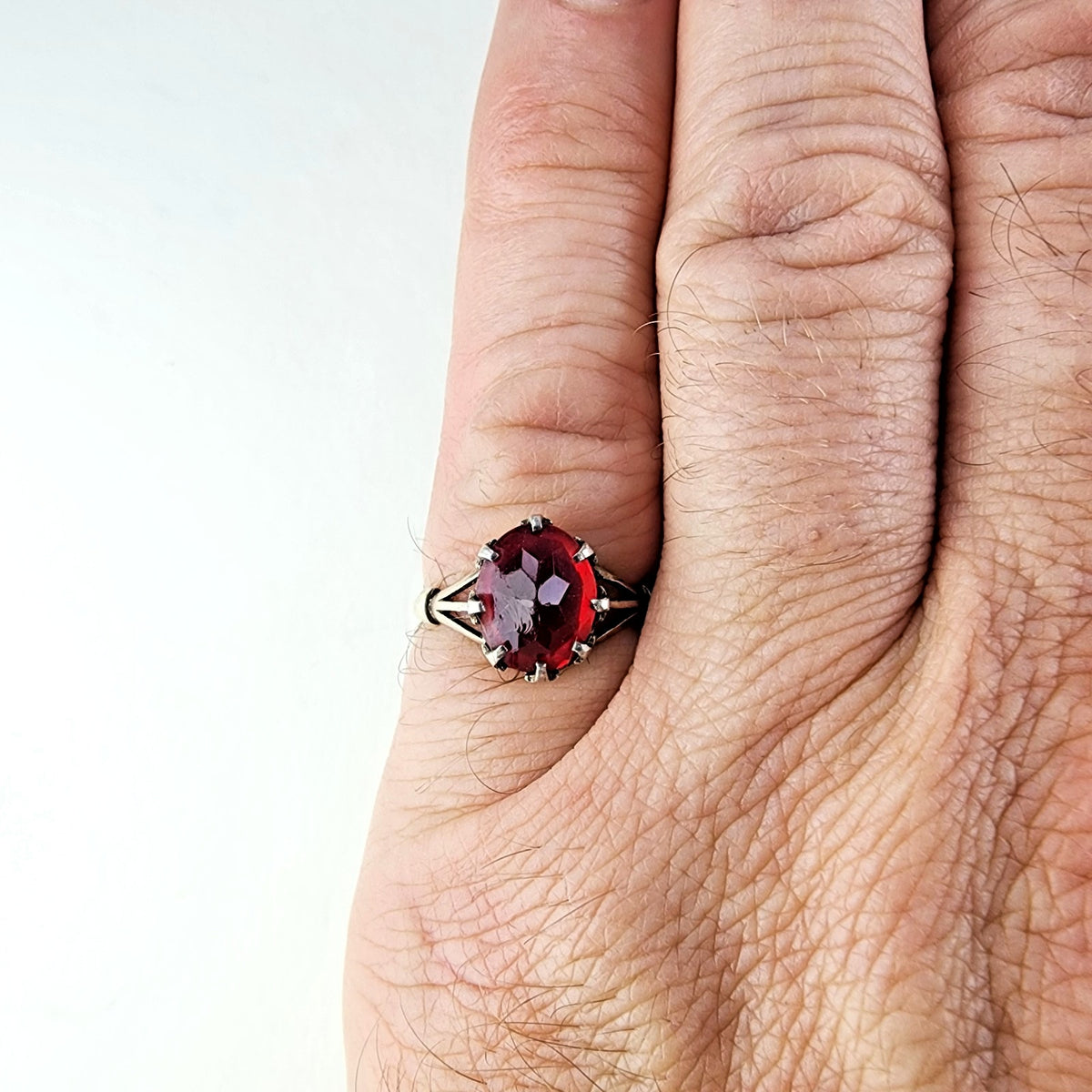 Ruby Crown Setting Russian Ring Size 8 Sterling Silver 87145 Vintage Gold Finish