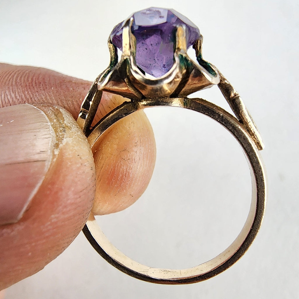 Blue to Purple Sapphire Russian Ring Size 9 Sterling Silver 875 Gold Finish