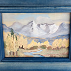 Mountain Landscape Miniature Acrylic on Panel Framed Painting