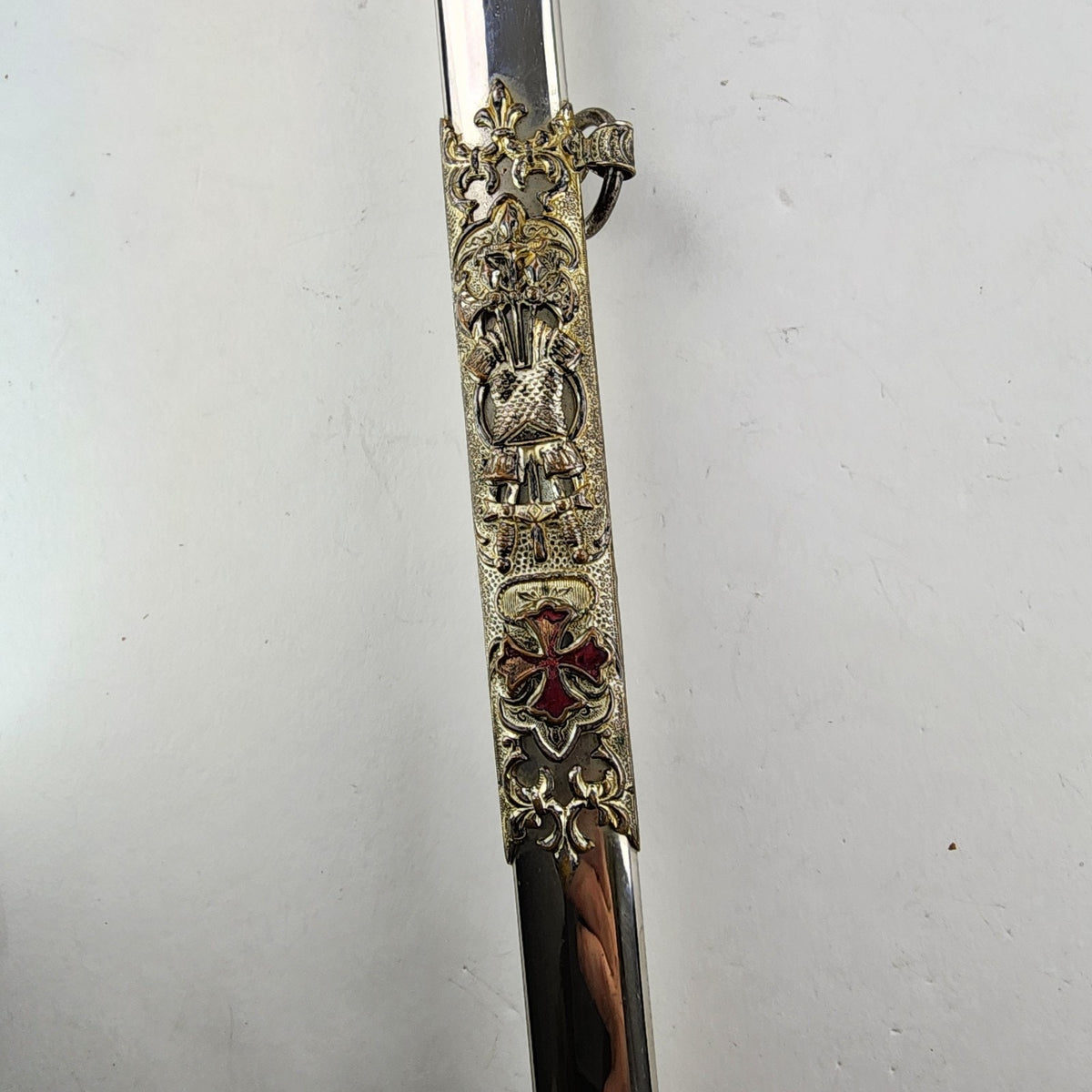 37" Freemason Vintage Sword & Sheath Engraved Henderson Ames Co.