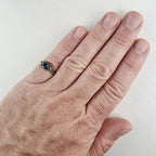 Blue Sparkle Enamel Heart Vintage Ring Size 8 in Sterling Silver 925