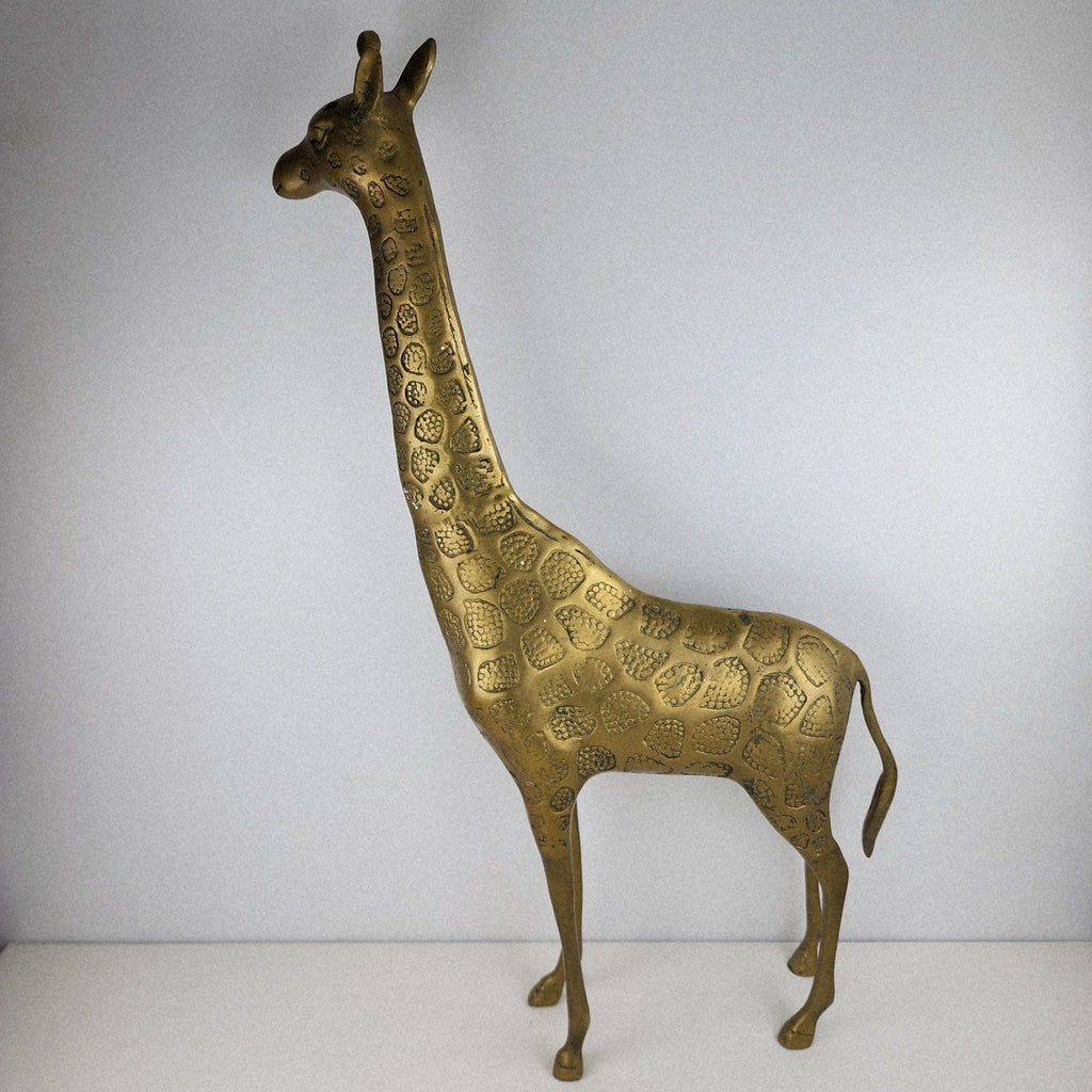 18" Brass Giraffe Animal Sculpture Midcentury MCM Stamped