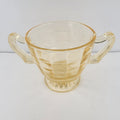 Anchor Hocking Block Optic Vaseline UV Glass Double Handled Cup Bowl Depression