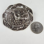 Antique Leif Erikson 830 Silver Brooch Soren Nielsen Norsk Monster Eriksonn